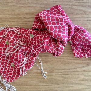 Lilly Pulitzer long fringe hem silk and cashmere scarf bright pink